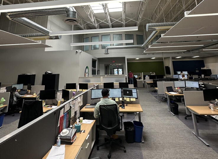 Open office with high ceilings